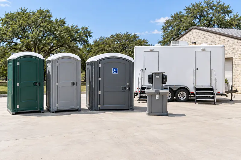 Illustrative selection of several portable restroom types