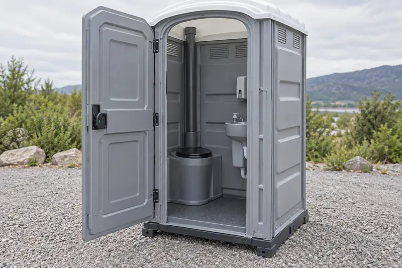 Interior view of an upgraded portable toilet